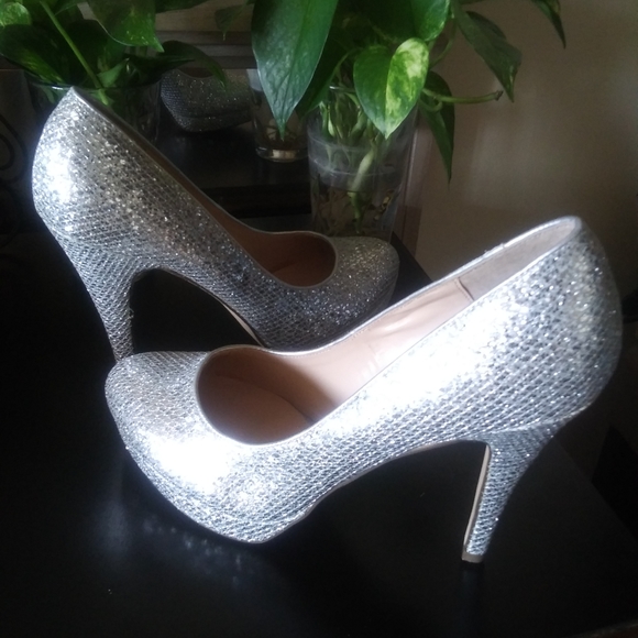 Platform 5 in heel - Silver Chrystal Stilettos - Picture 1 of 10
